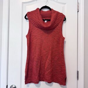 Chico’s Women’s Cassia Orange Cowl-Neck Sleeveless Tunic Sweater Size XL NWT